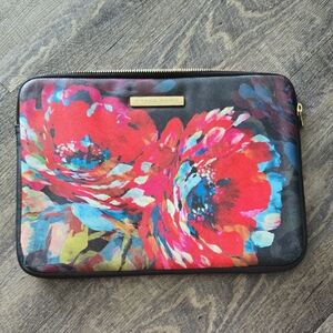 Ted Baker Black Floral Zip Tablet Sleeve with Red and Blue Blooms